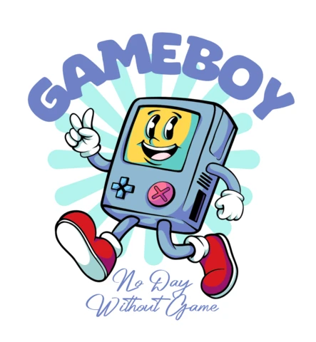 Pas de jour sans jeu personnage de gameboy joyeux modèle de design de t-shirt