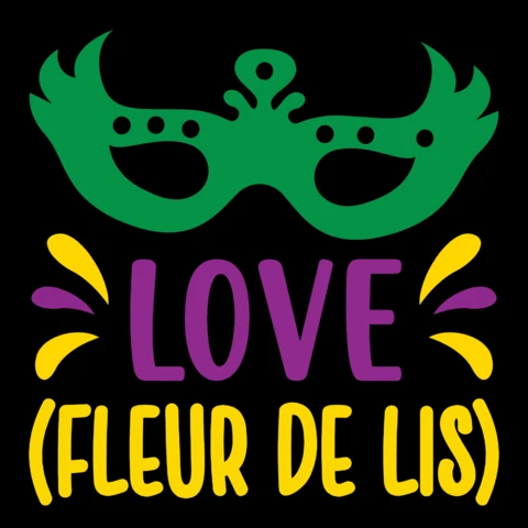 Kolorowy szablon z motywem fleur de lis na miłosne święto Mardi Gras