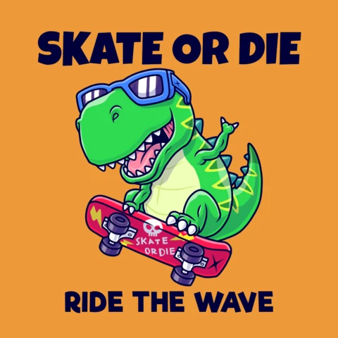 Skate Or Die Dinosaur Design Template for Kids Merchandising