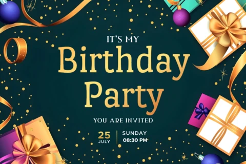 Elegant Birthday Party Invitation Card Design Template