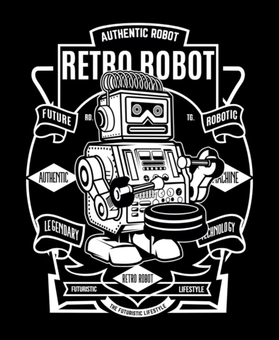 Retro Robot T-Shirt Design Template