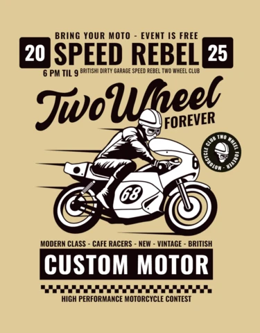 Custom Motorcycle Vintage T-shirt Design Template