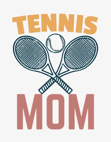 Tennis Mom with Tennis Racquet Vintage T-shirt Design Template