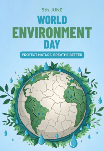 World Environment Day Editable Template with Dry Earth Illustration for Awareness Campaigns