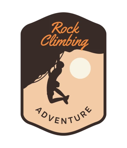Rock Climbing With Climber Logo Design Template
