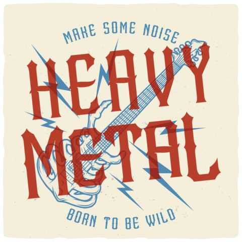 Heavy Metal Skeleton Guitar T-shirt Design