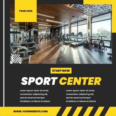 Gym Center Minimal Instagram Post Design Template