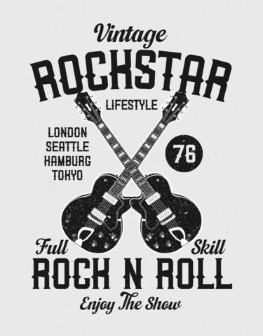 Modèle de t-shirt rockstar vintage avec guitare