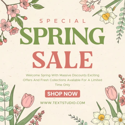 Modèle de design floral pour affiches promotionnelles de vente de printemps