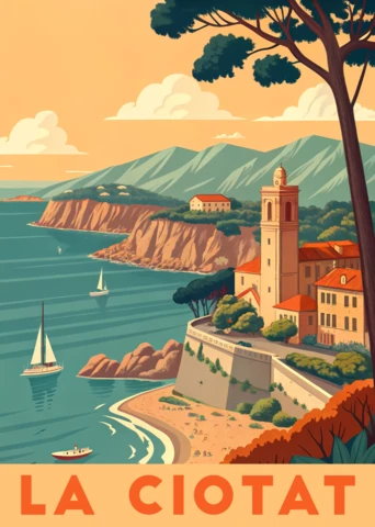 Design vintage retro flat La Ciotat per modelli di poster e cartoline stampabili