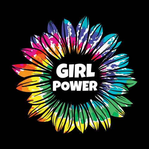 Girl Power Rainbow Sunflower T-shirt Design Template