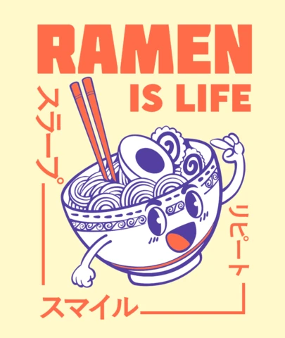 Modèle de design de ramen ludique : style graphique amusant et fantaisiste