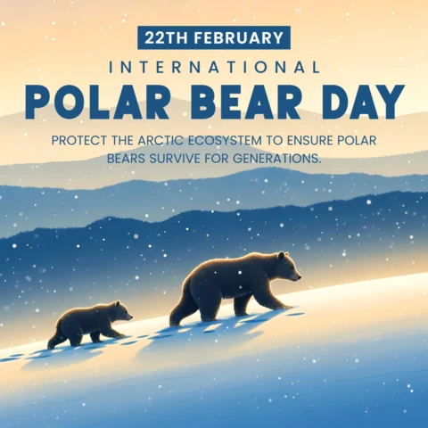 Affiche de sensibilisation pour la journée de l'ours polaire avec un modèle de paysage arctique pittoresque