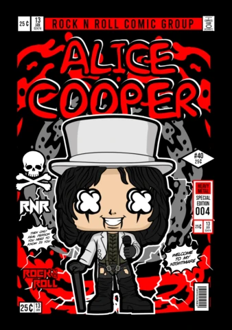 Modèle d'affiche du personnage de bande dessinée Alice Cooper