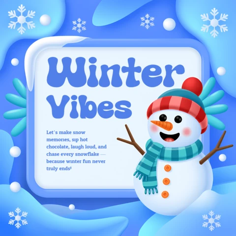 Winter Vibes Snowman Design Template for Holiday Cards