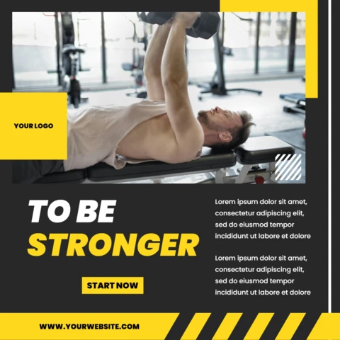 Be Stronger Gym Lifestyle Commercial Instagram Post Design Template
