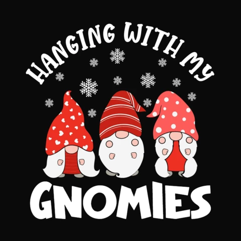 Hanging With Gnomies Xmas T-Shirt Design Template