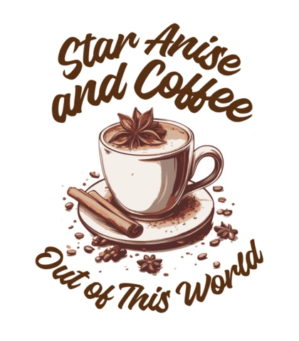 Plantilla de diseño de cafetería vintage: anís estrellado y arte del café