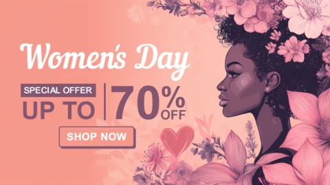 Women's Day Sale Design Template - With A Black Woman Illustration