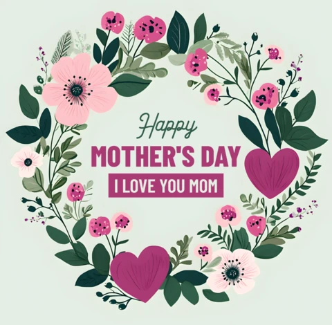 Floral Mother's Day Greeting Card Template - Editable Design for Celebrating Mom