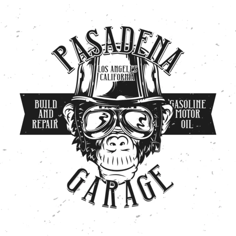 Monkey Pasadena Biker T-Shirt Design Template