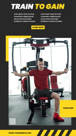 Train To Gain Lifestyle Gym Minimal Instagram Story Post Design Template