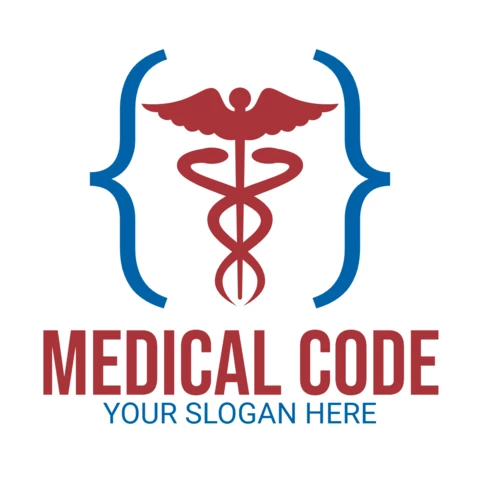 Medical Caduceus Code Logo Design Template