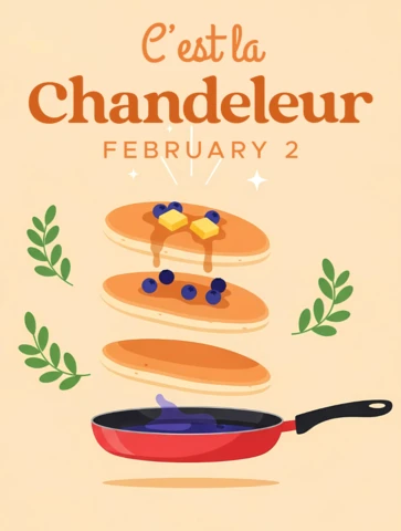 Chandeleur Pancake Design Template for Festive Greeting Cards