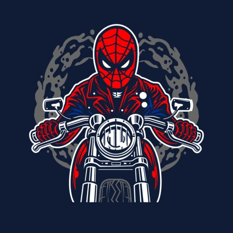 Modèle de t-shirt avec caricature de personnage de bande dessinée Spider rider