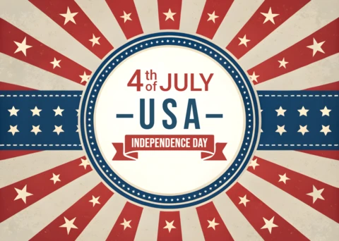 Template de design para o dia da independência com estrelas e listras para a celebração do 4 de julho nos EUA.
