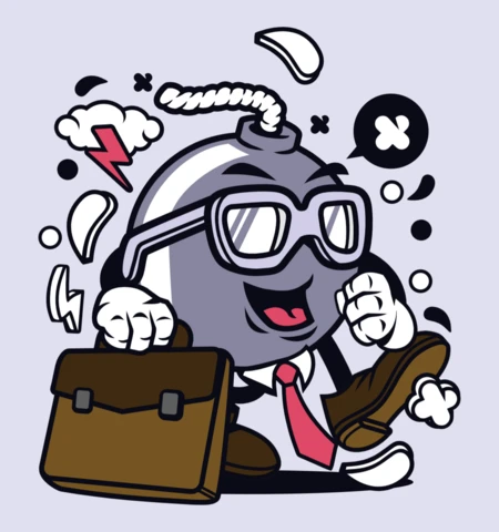 Businessman Bomb Cartoon Character Poster Design Template