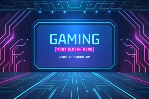 Neon devre arka planı synthwave tasarımı ile oyun afiş şablonu
