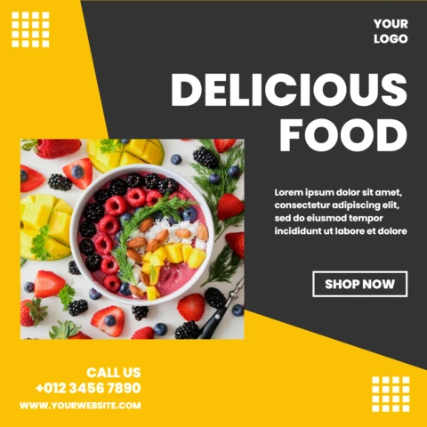 Yellow And Grey Ad Social Media Post Design Template