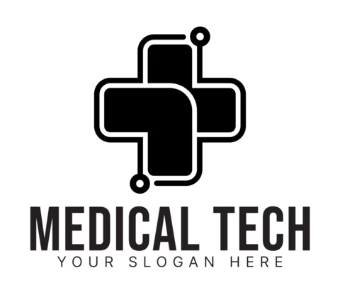 Modello di progettazione del logo della tecnologia medica nero