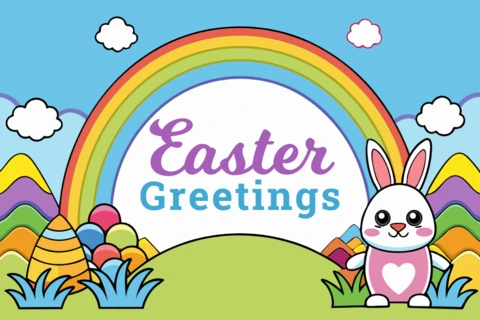 Colorida plantilla de diseño de felicitaciones de Pascua para celebraciones festivas