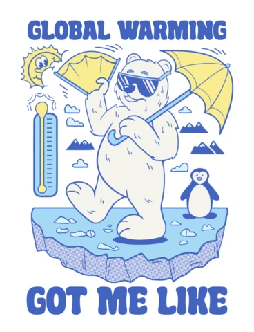 Le réchauffement climatique me fait penser à un modèle de design de t-shirt de sensibilisation au climat de dessin animé.