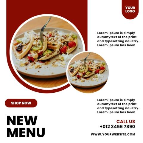 Modern Restaurant Advertising Social Media Post Design Template