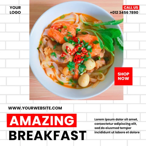Metro Style White Brick Wall Instagram Post Design Template