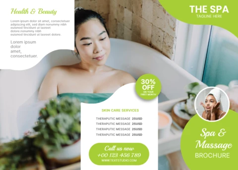 Elegant Spa and Massage Brochure Template with Relaxing Aesthetic Design