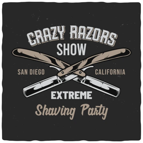 Vintage Crazy Razors Poster Design Template