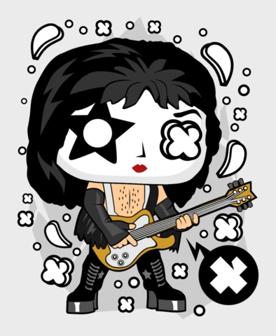 Kiss Paul Stanley Cartoon Character Pop Culture T-Shirt Design Template