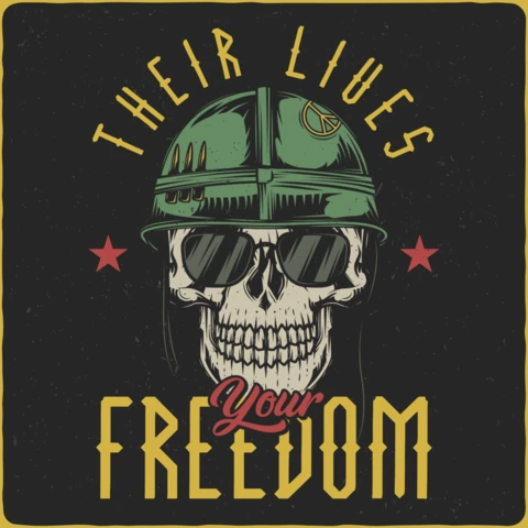 Their Lives Your Freedom Military Skull T-Shirt Template