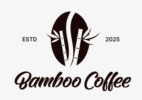Modelo de design de logotipo de café de bambu