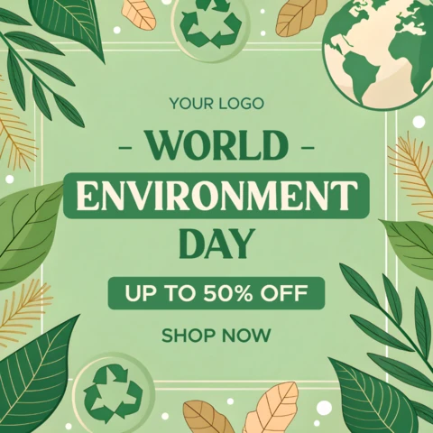 Modèle de conception promotionnelle pour la journée mondiale de l'environnement avec symbole de recyclage