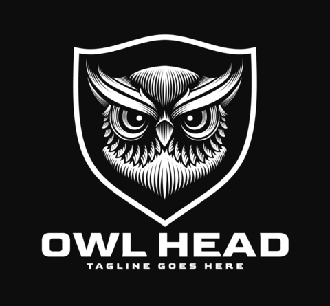 Modèle de conception de logo tête de hibou