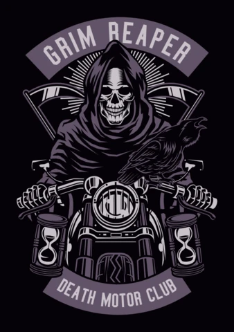 Grim Reaper Biker Skull T-shirt Design Template