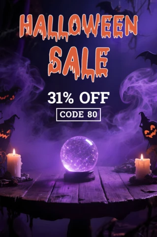 クリスタルボールデザインの不気味なハロウィンセールテンプレート、プロモーションフライヤー用