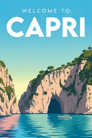 Modèle de design paysager de Capri pour affiches de voyage