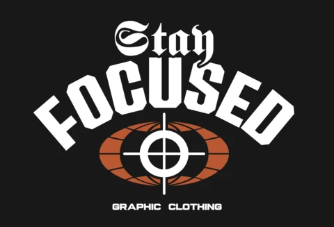 Stay FOCUSED Bold Motivational Graphic with Target Icon & Urban Branding T-Shirt Design Template