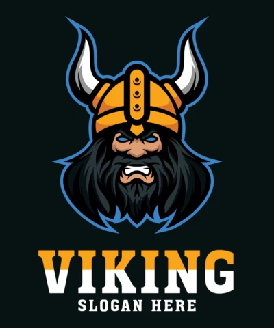 Viking Mascot E-sport Logo Design Template